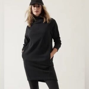 Athleta Kozy Karma Mock Neck Dress Black size S